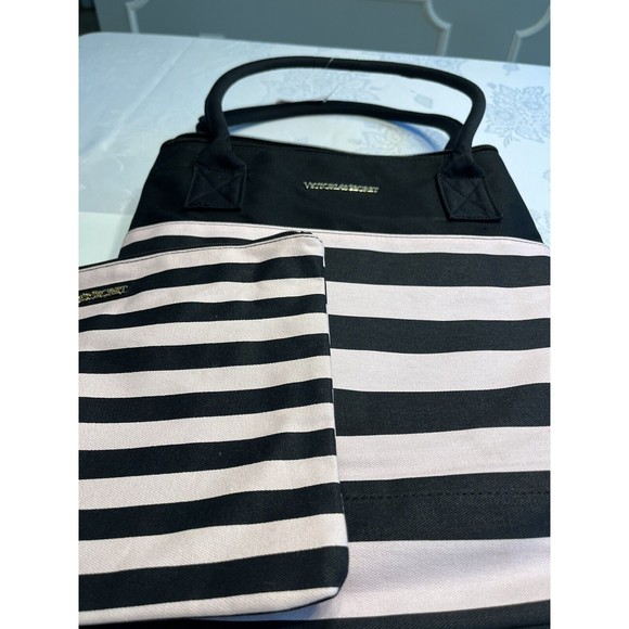 NWT - Victoria Secret Pink & Black Weekender Duffle Tote Bag w Cosmetic Bag - Picture 14 of 15